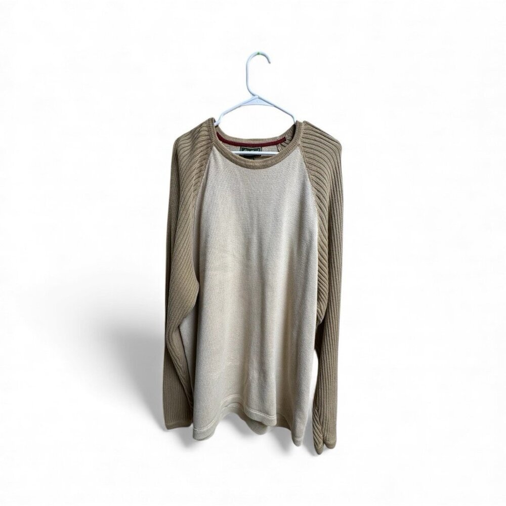 Eddie Bauer 100% Cotton Beige Tan Raglan Sweater XL